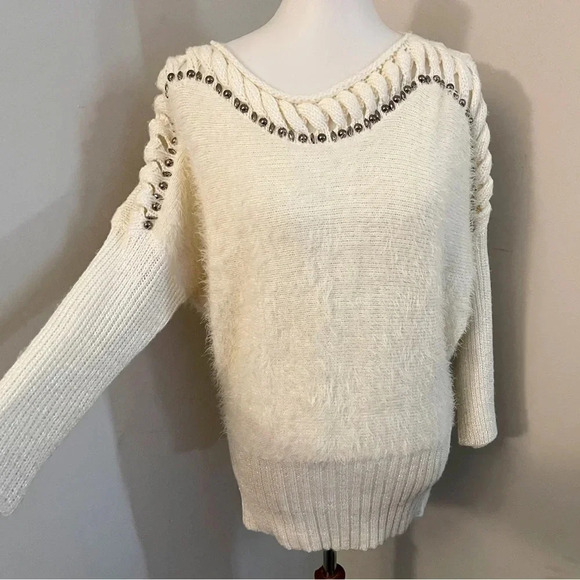 Alberto Makali fur sweater dolman sleeves fall chic boho - Picture 4 of 8